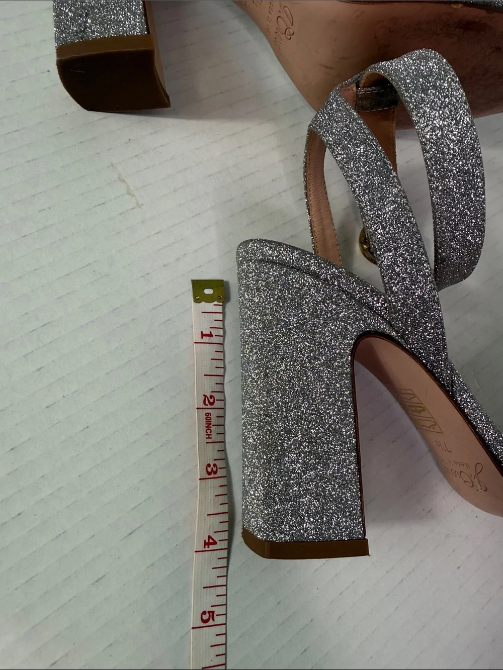 J. Crew Vicky Silver Glitter Jeweled Ankle-Strap Heels size 7.5
